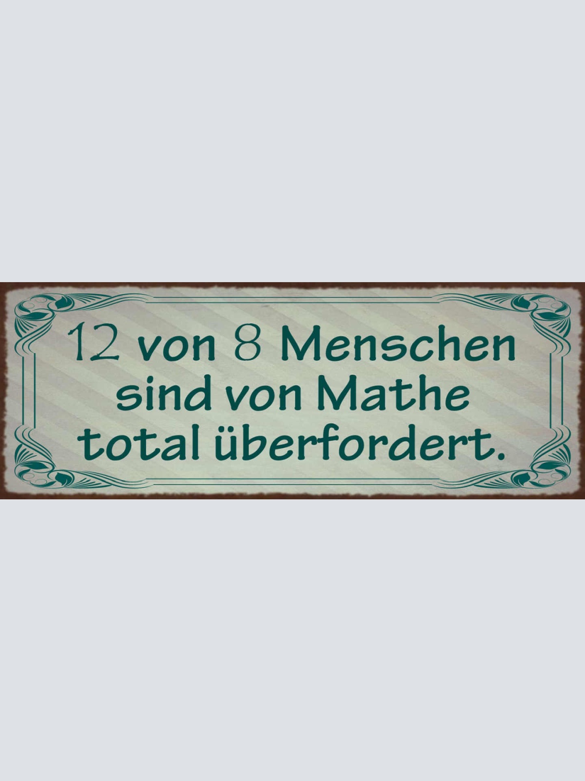 Schild 12 Von 8 Menschen Sind Von Mathe Total Überfordert 27x10 Blech od.Holz