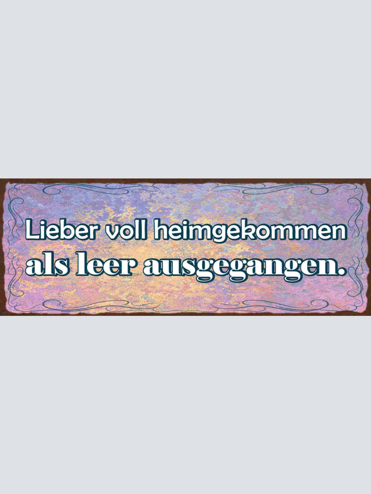 Schild Lieber Voll Heimgekommen Als Leer Ausgegangen Alkohol 27x10Blech od.Holz