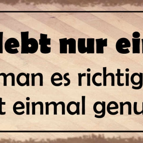 Schild Man Lebt Nur Einmal Wenn Man Es Richtig Macht Ist Einmal Genug 27x10