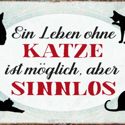 Schild Spruch Leben ohne Katze ist möglich aber sinnlos JW