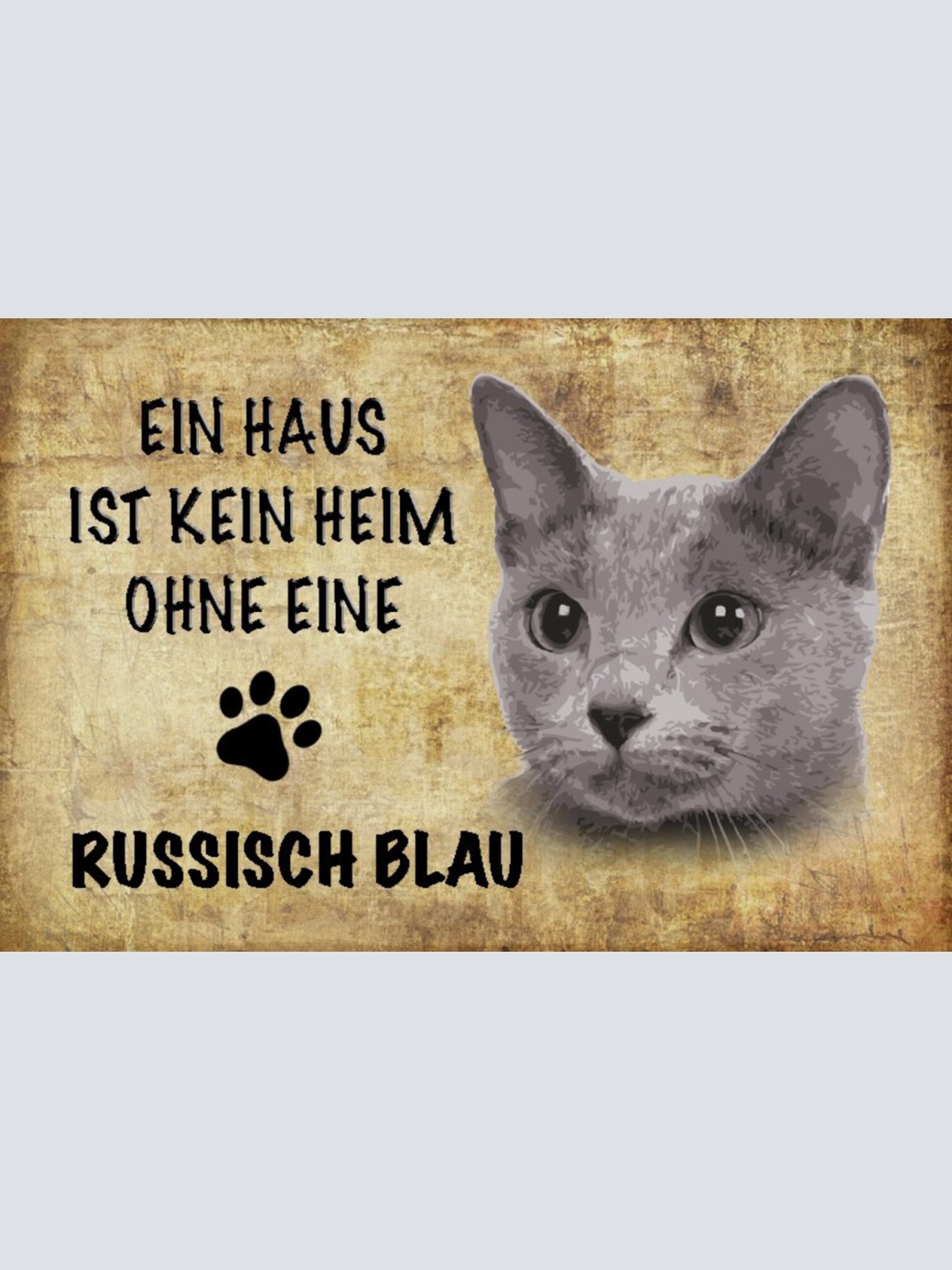 Schild Spruch Haus ist kein Heim ohne Russisch Blau Katze JW