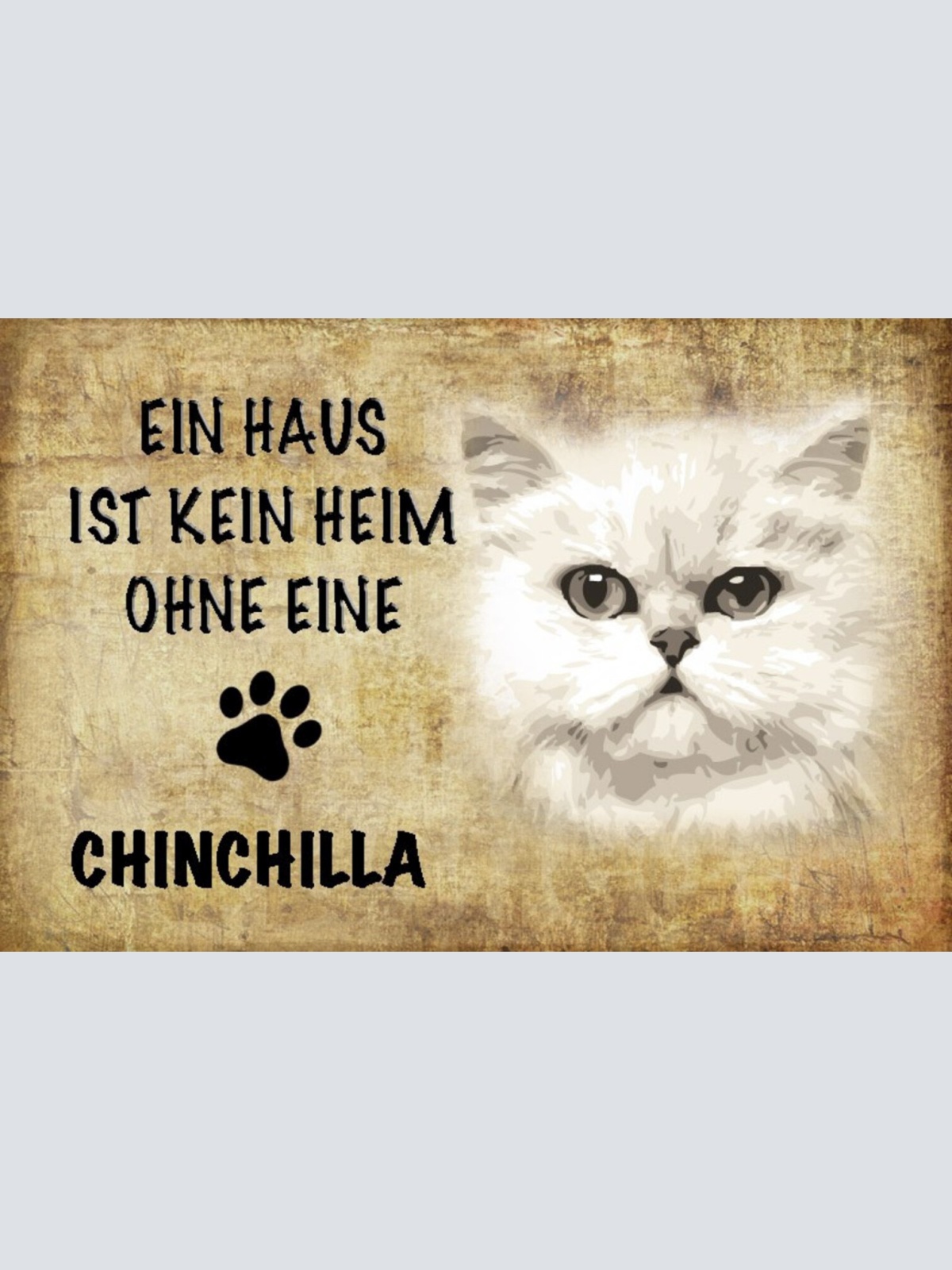 Schild Spruch Haus ist kein Heim ohne Chinchilla Katze JW