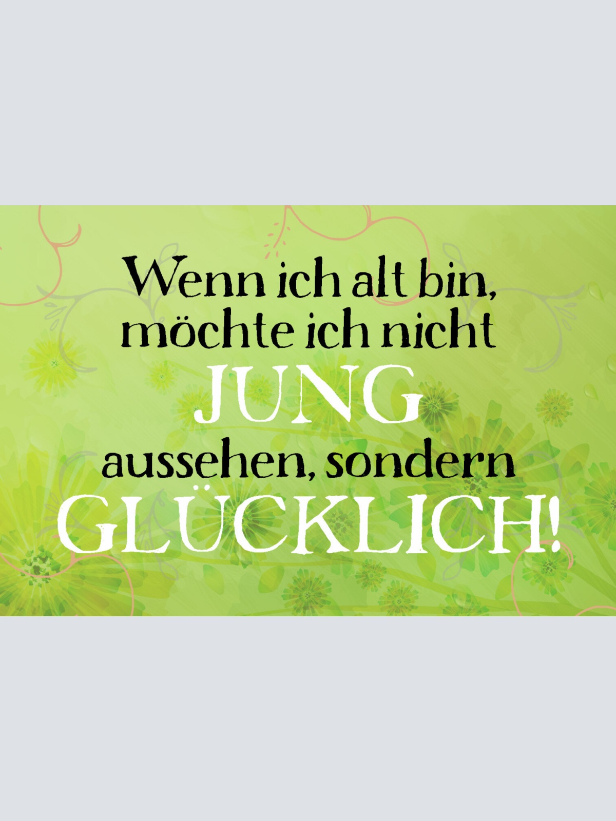 Schild Spruch Wenn ich alt bin möchte ich nicht jung aussehen glücklich JW