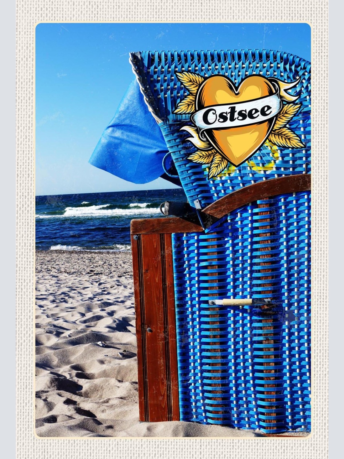 Schild Spruch Herz Liebe Ostsee Deutschland Strandkorb Strand Meer JW