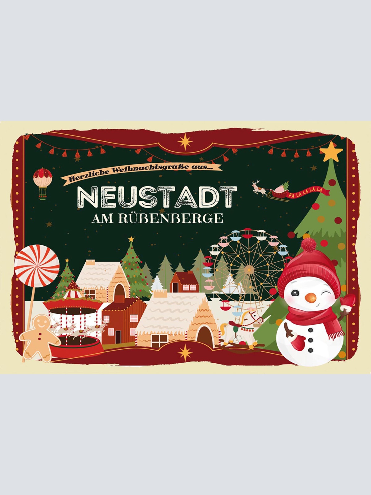 Schild Spruch Herzliche Weihnachtsgrüße aus Neustadt am Rübenberge Comic JW