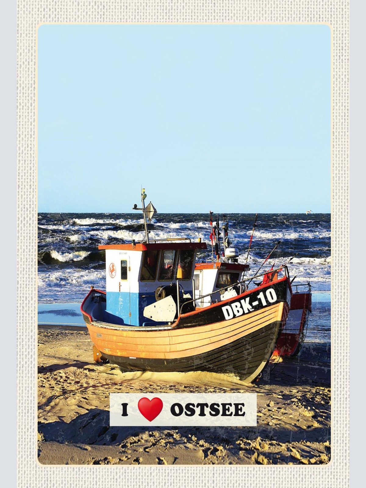 Schild Spruch I Love Ostsee Meer Strand Schiff JW