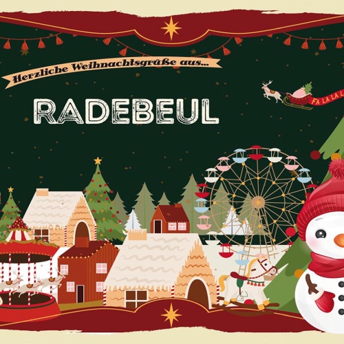 Schild Spruch Herzliche Weihnachtsgrüße aus Radebeul Comic Schneemann JW