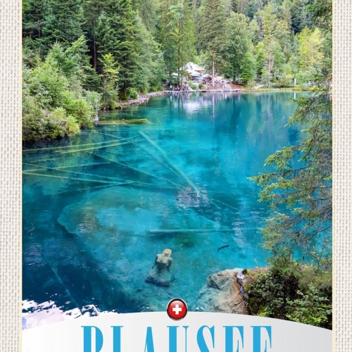 Schild Spruch Blausee Switzerland Schweiz Wald JW