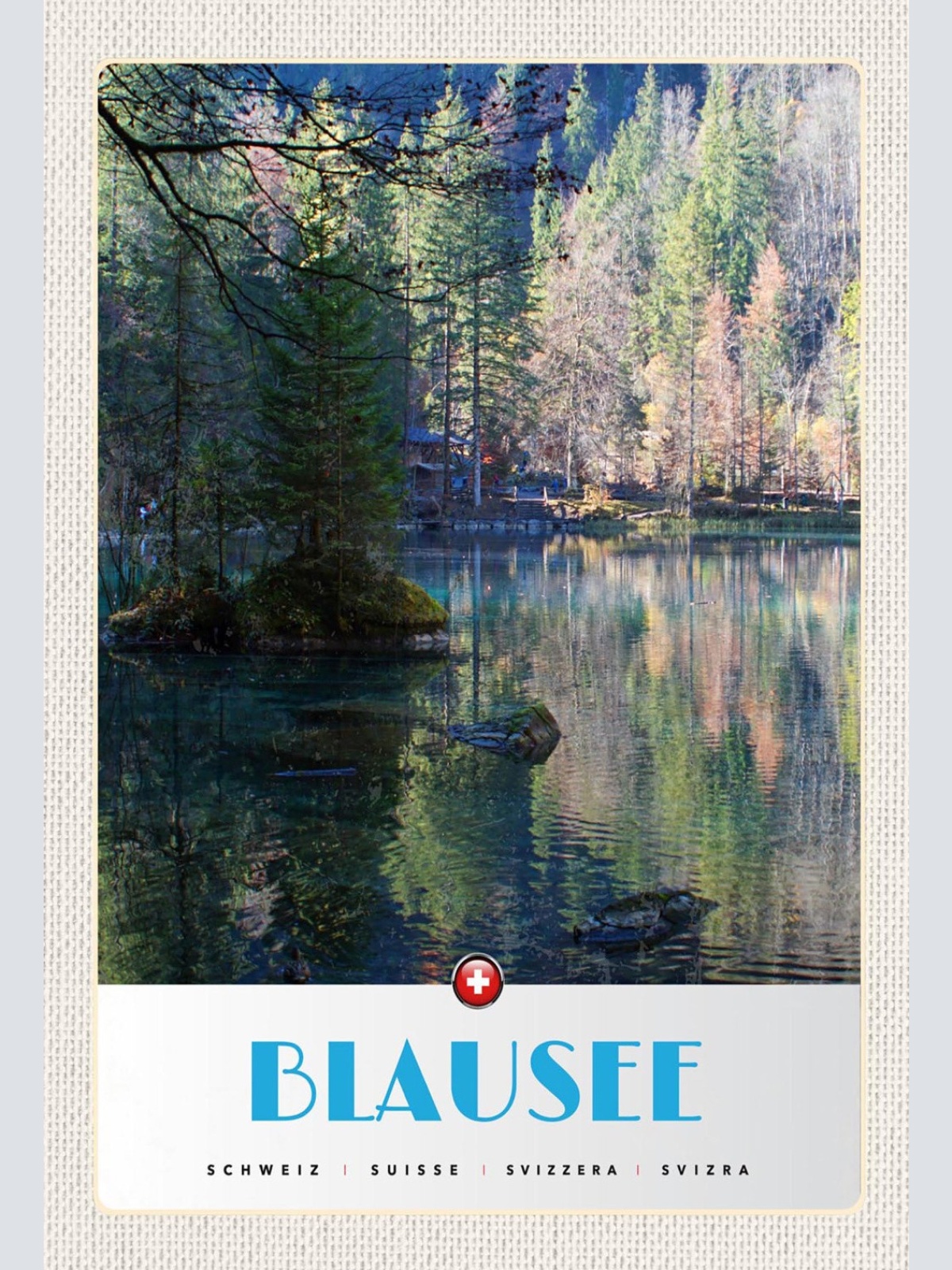Schild Spruch Blausee Switzerland Schweiz Wald Haus JW