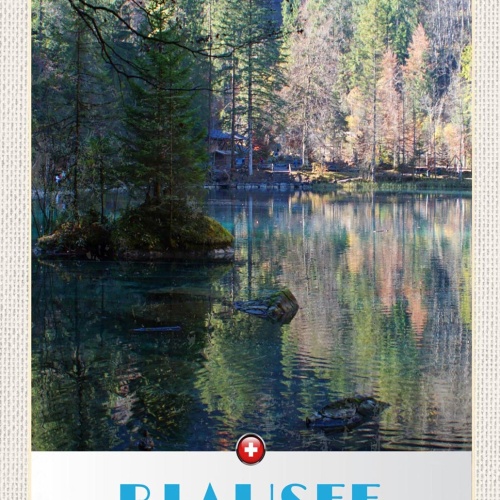 Schild Spruch Blausee Switzerland Schweiz Wald Haus JW