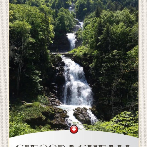 Schild Spruch Giessbachfall Wasserfall Switzerland Schweiz Berge Wald JW
