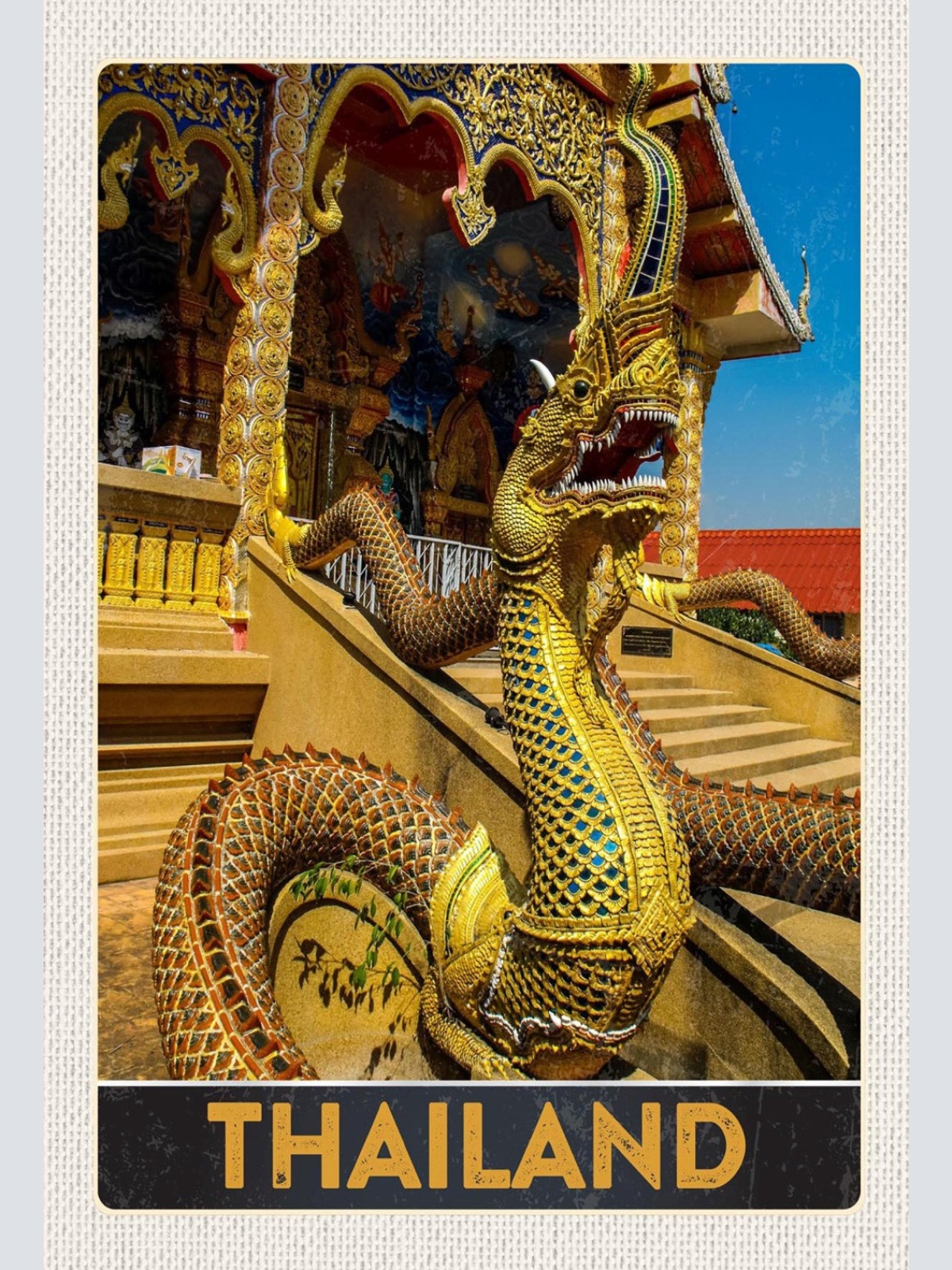 Schild Spruch Thailand Tempel Drache Gold JW