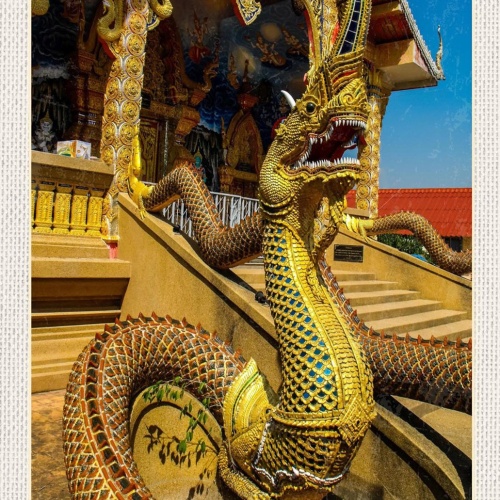 Schild Spruch Thailand Tempel Drache Gold JW
