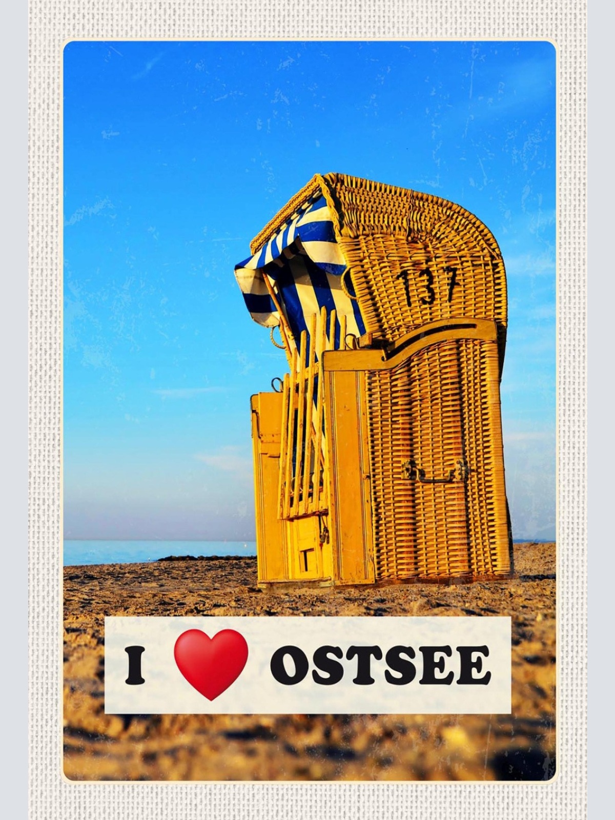 Schild Spruch I love Ostsee Deutschland Meer Strandkorb JW