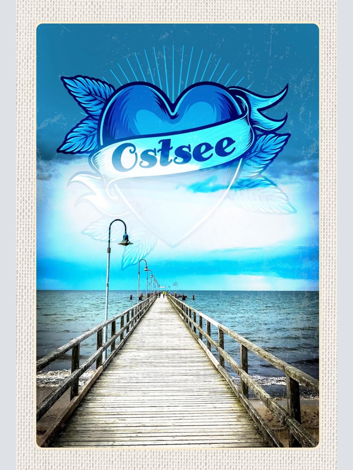 Schild Spruch Liebe Herz Ostsee Deutschland Meer Steg JW