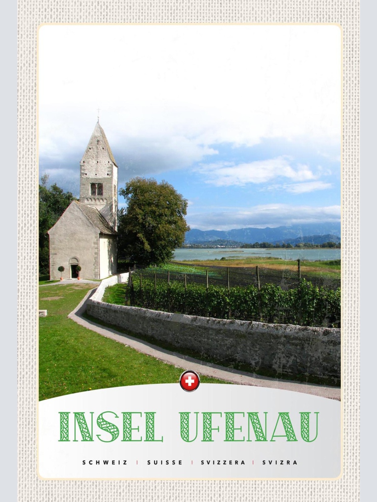 Schild Spruch Insel Ufenau Switzerland Schweiz Kirche See Berge JW