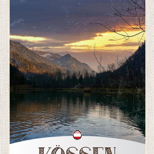 Schild Spruch Kössen Österreich See Berge Abendrot JW