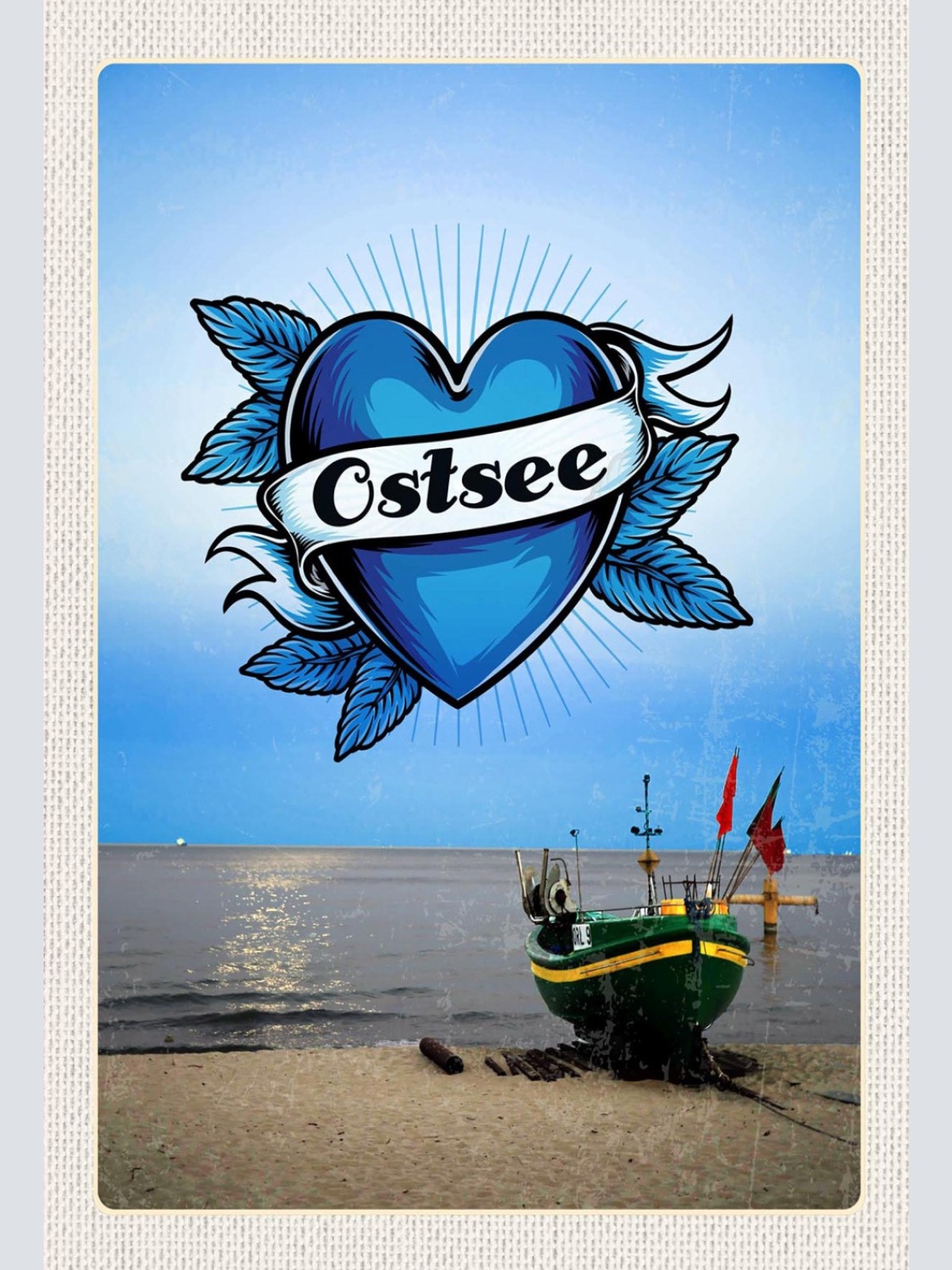 Schild Spruch Herz Liebe Ostsee Deutschland Meer Schiff Strand JW