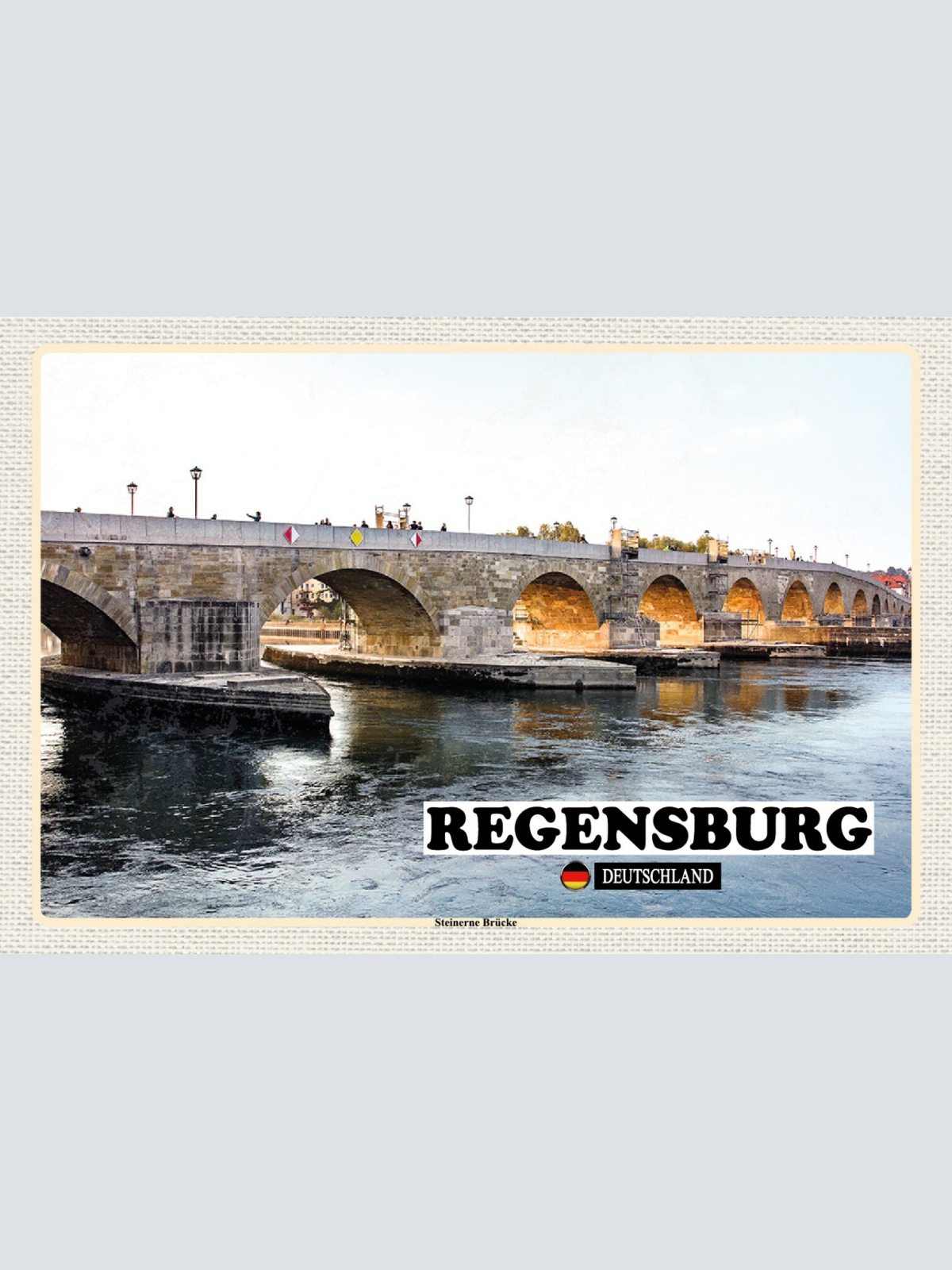 Schild Spruch Regensburg Deutschland Steinerne Brücke JW