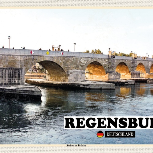 Schild Spruch Regensburg Deutschland Steinerne Brücke JW