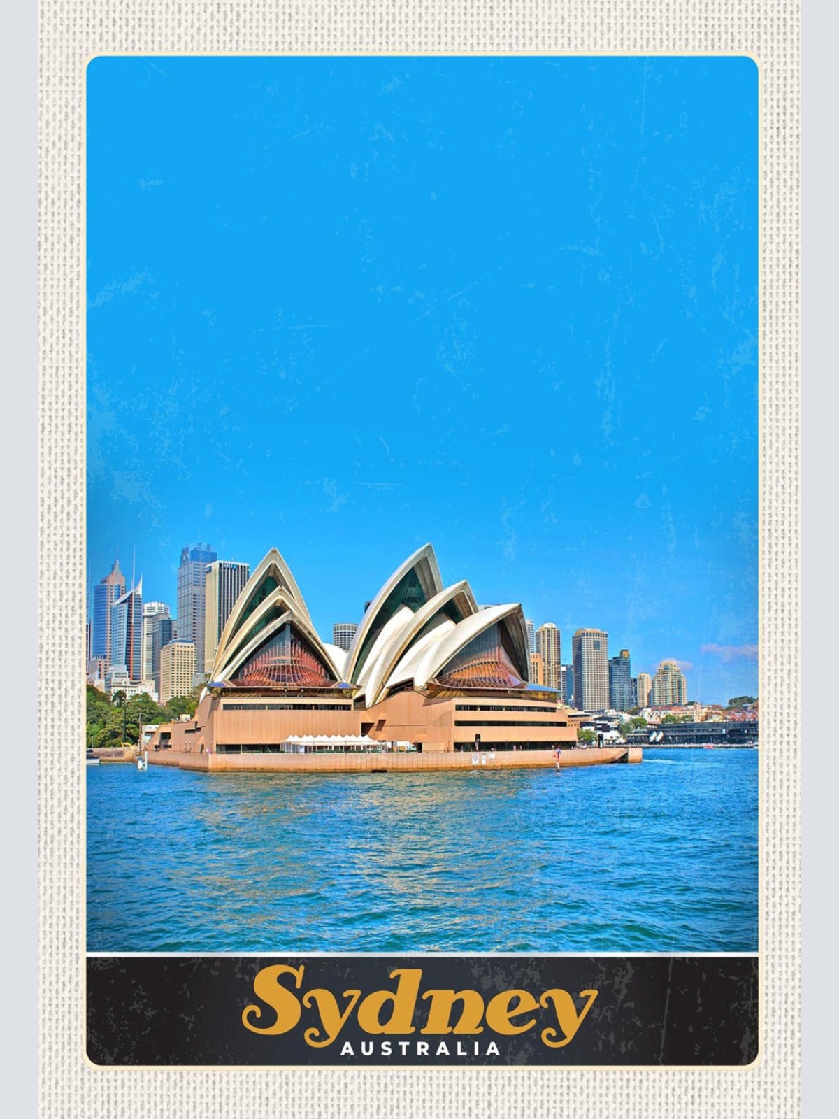 Schild Spruch Sydney Australia Australien Opernhaus Meer Hochhäuser JW