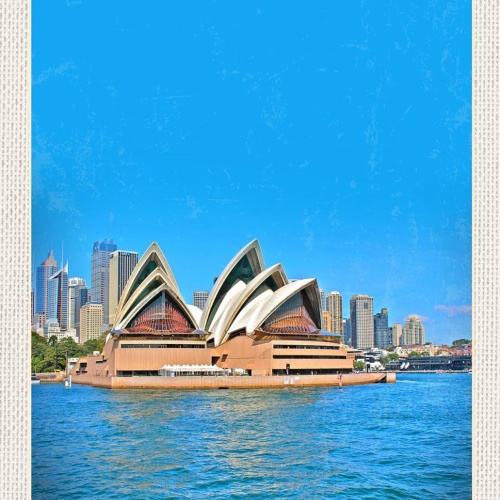 Schild Spruch Sydney Australia Australien Opernhaus Meer Hochhäuser JW