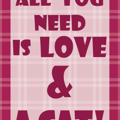 Schild Spruch All you need is love and cat Alles was du brauchst Liebe Katze JW