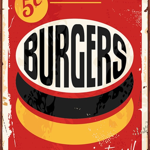 Schild Spruch Best burgers in town Beste Hamburger der Stadt Essen Comic JW