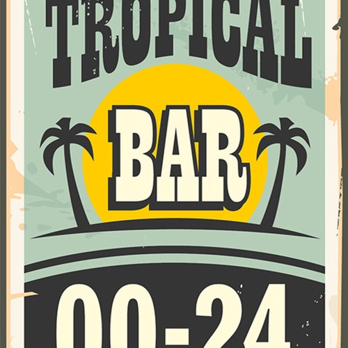 Schild Spruch Tropical Bar Tropische Bar Alkohol 00-24 Uhr Comic JW