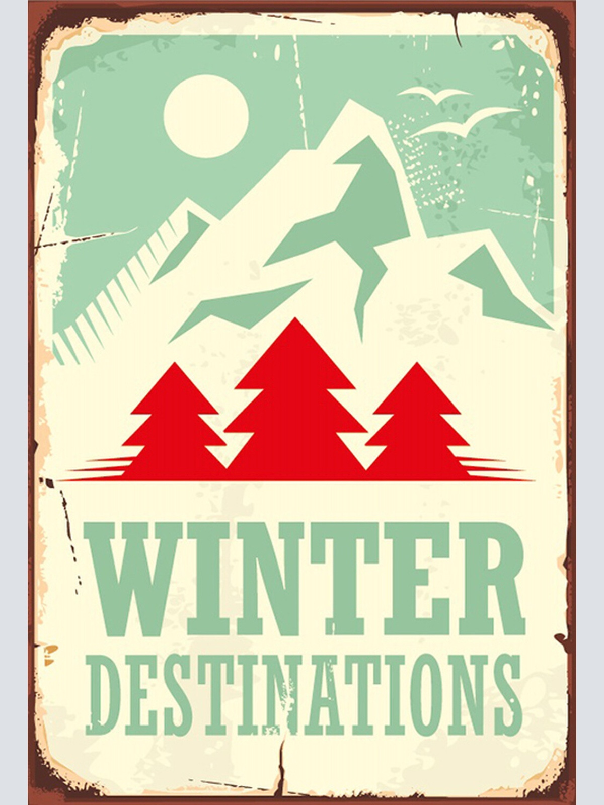 Schild Spruch Winter Destinations Winter Urlaubsorte Comic JW