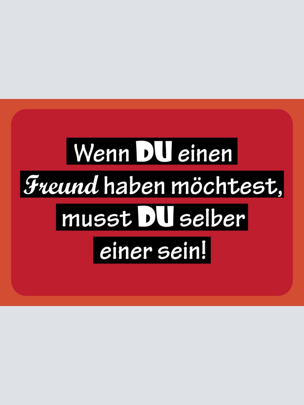 Schild Spruch Wenn du einen Freund möchtest musst du selber einer sein Liebe JW