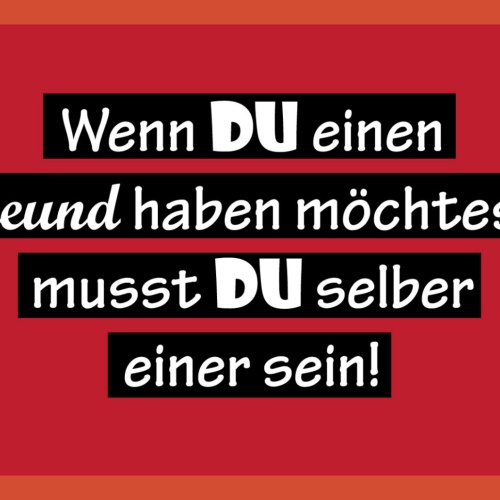 Schild Spruch Wenn du einen Freund möchtest musst du selber einer sein Liebe JW