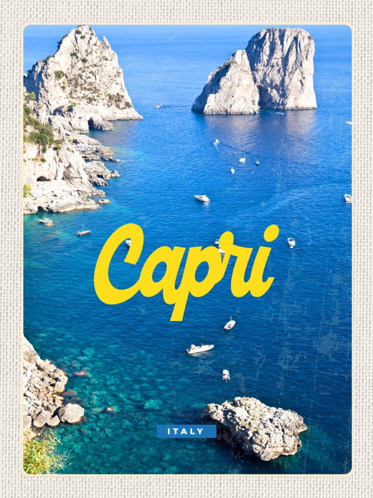 Schild Capri Italy Italien Insel Meer Felsen 12x18 20x30 30x40 Blech od. Holz