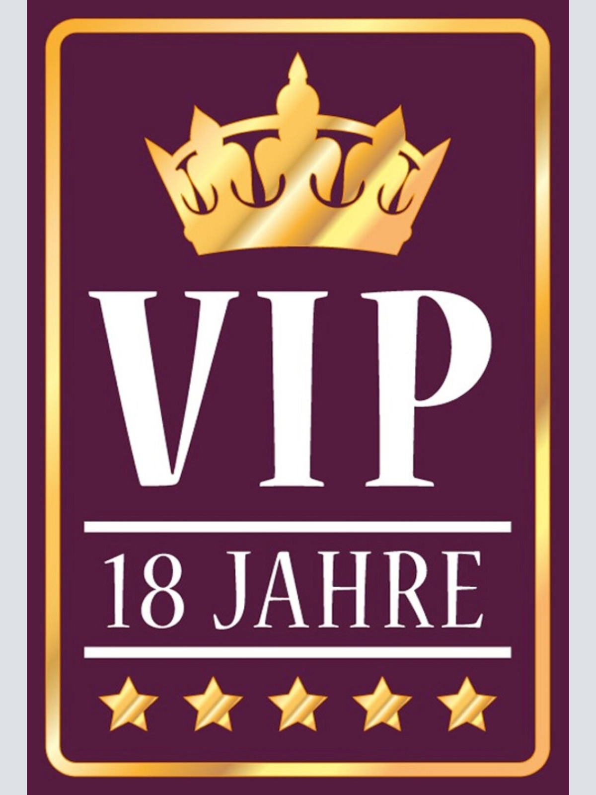 Schild Spruch VIP 18 Jahre Jugendlicher Krone 5 Sterne JW