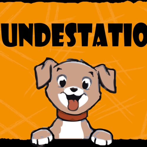 Schild Spruch Hundestation Welpe Haustier Comic JW