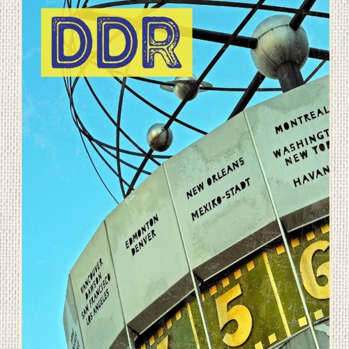 Schild Spruch DDR Berlin Alexanderplatz Weltzeituhr JW