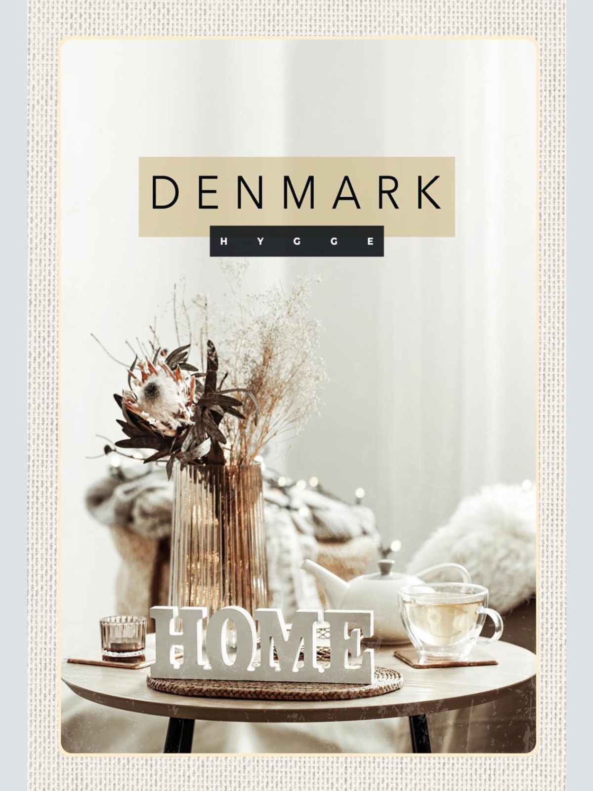 Schild Spruch Hygge Denmark Dänemark Home Zuhause Tee JW