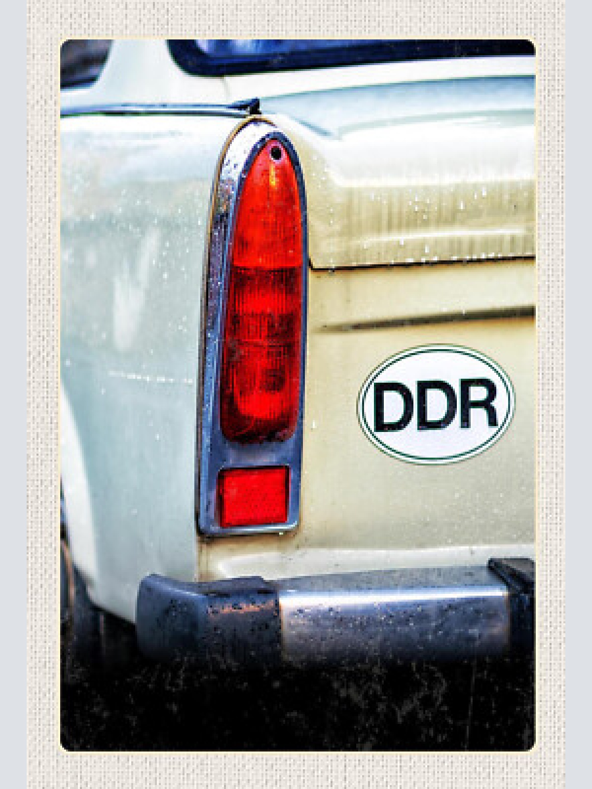 Schild Spruch DDR Trabant Auto Rücklicht JW
