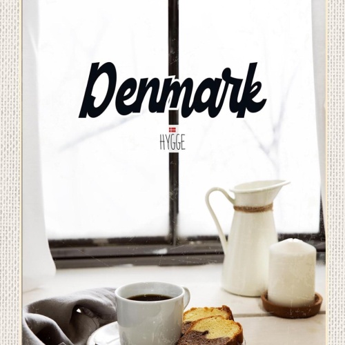 Schild Spruch Hygge Denmark Dänemark Fenster Kaffee Kuchen JW