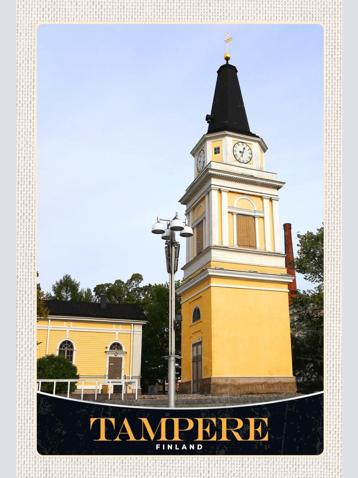 Schild Spruch Tampere Finland Finnland Kirchturm JW