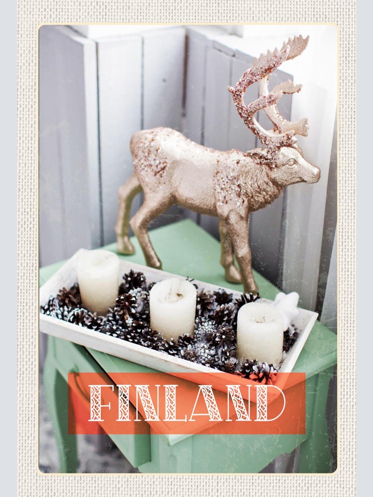 Schild Spruch Finland Finnland Rentier Kerzen JW