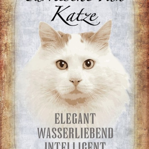 Schild Spruch Türkische Van Katze Steckbrief Elegant Wasserliebend JW