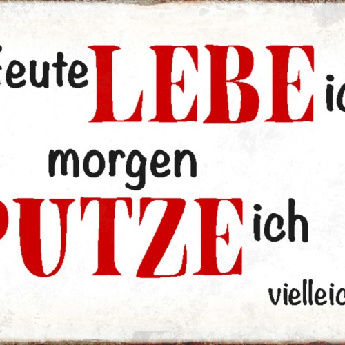 Schild Spruch Heute Lebe ich Morgen Putze ich vielleicht JW