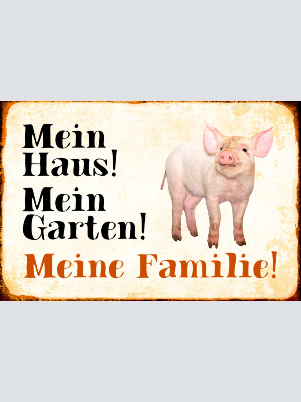 Schild Spruch Mein Haus Mein Garten Meine Familie Schwein JW