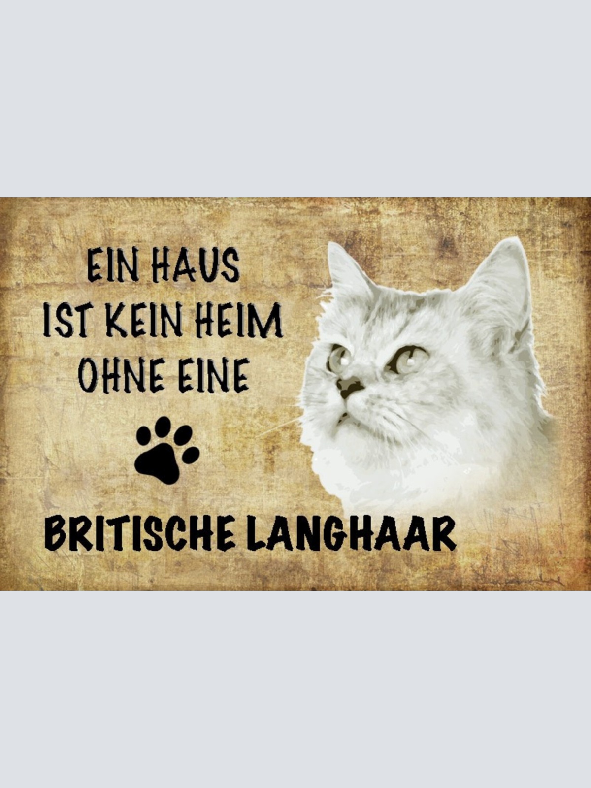 Schild Spruch Haus ist kein Heim ohne Britische Langhaar Katze JW