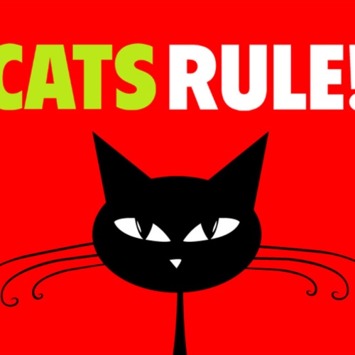 Schild Spruch Cats rule Katzen herrschen Comic JW
