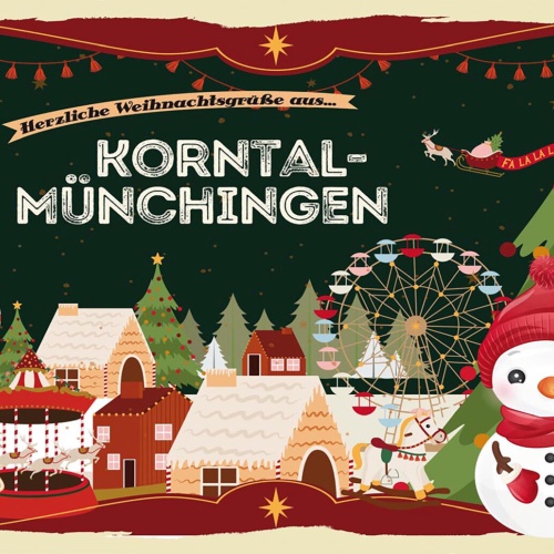 Schild Spruch Herzliche Weihnachtsgrüße aus Korntal-Münchingen Comic JW