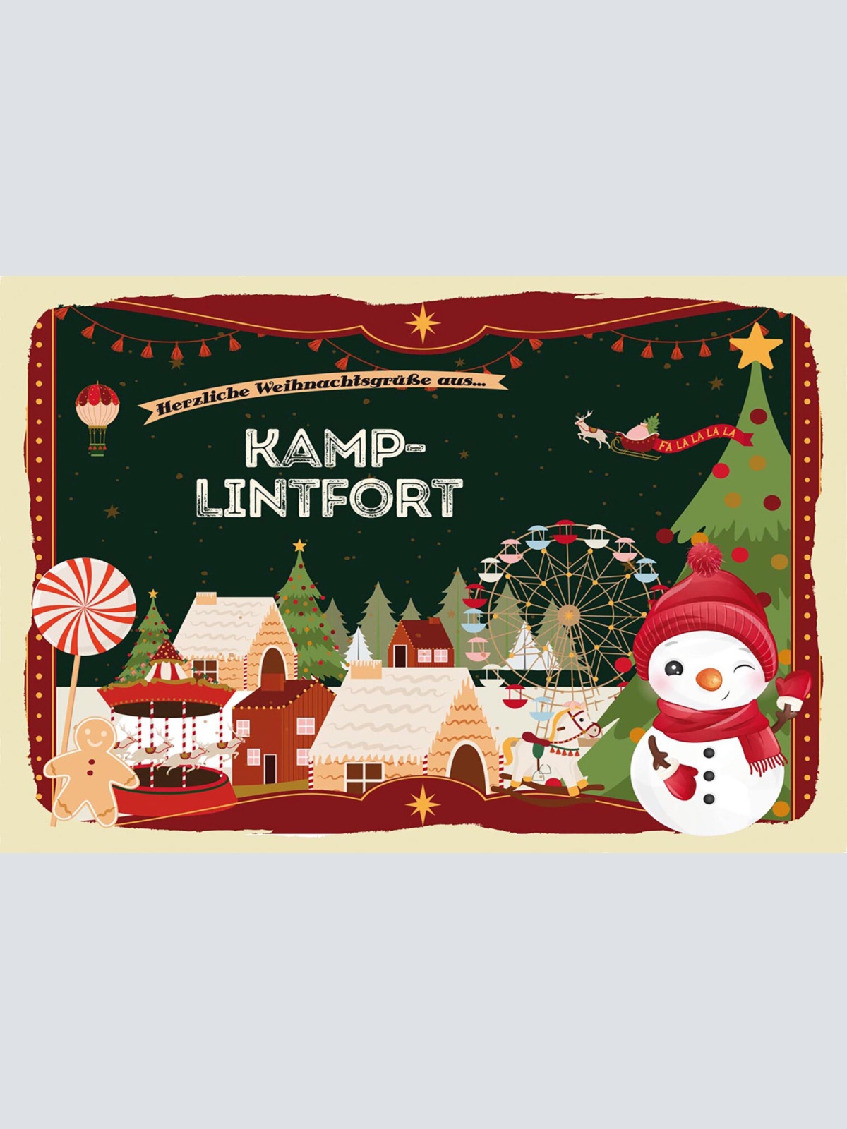 Schild Spruch Herzliche Weihnachtsgrüße aus Kamp-Lintfort Comic JW