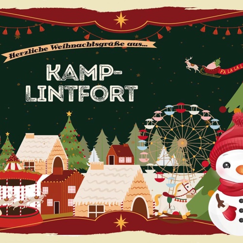 Schild Spruch Herzliche Weihnachtsgrüße aus Kamp-Lintfort Comic JW