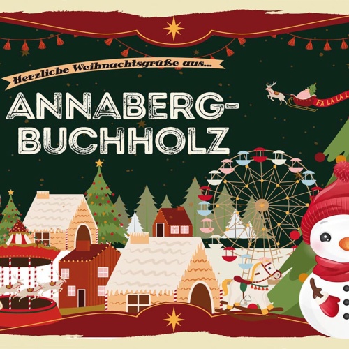 Schild Spruch Herzliche Weihnachtsgrüße aus Annaberg-Buchholz Comic JW